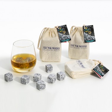 3 cotton bags with 12 Sidobre granite ice cubes (36 cubes)