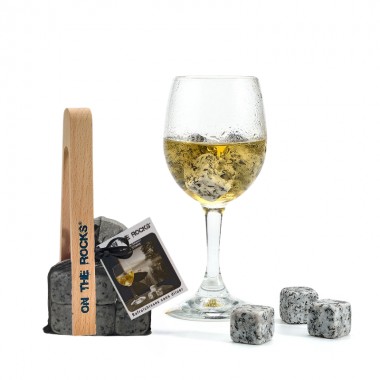 6 Glaçons granit Sidobre en sachet organza + pince